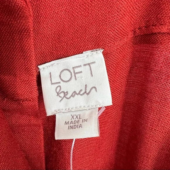 LOFT Beach Sleeveless Ruffle Hem Linen Blend Romper Coastal Sz XXL NWT - Picture 8 of 10